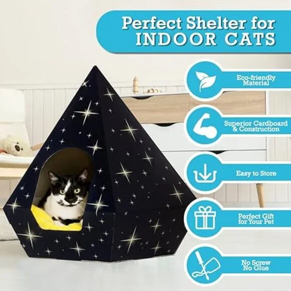 Cat Teepee Bed – Indoor Pet Tent House for Cats, Kittens & Small Dogs 🏕️🐾 - Picture 3 of 12